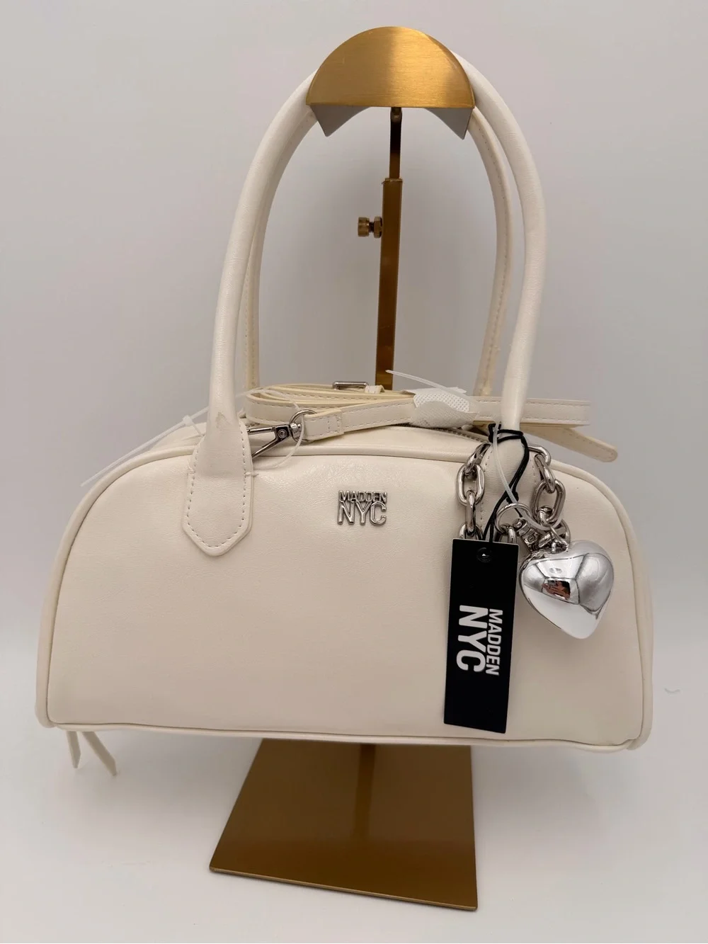Madden NYC Women’s East West Bowler Bag White